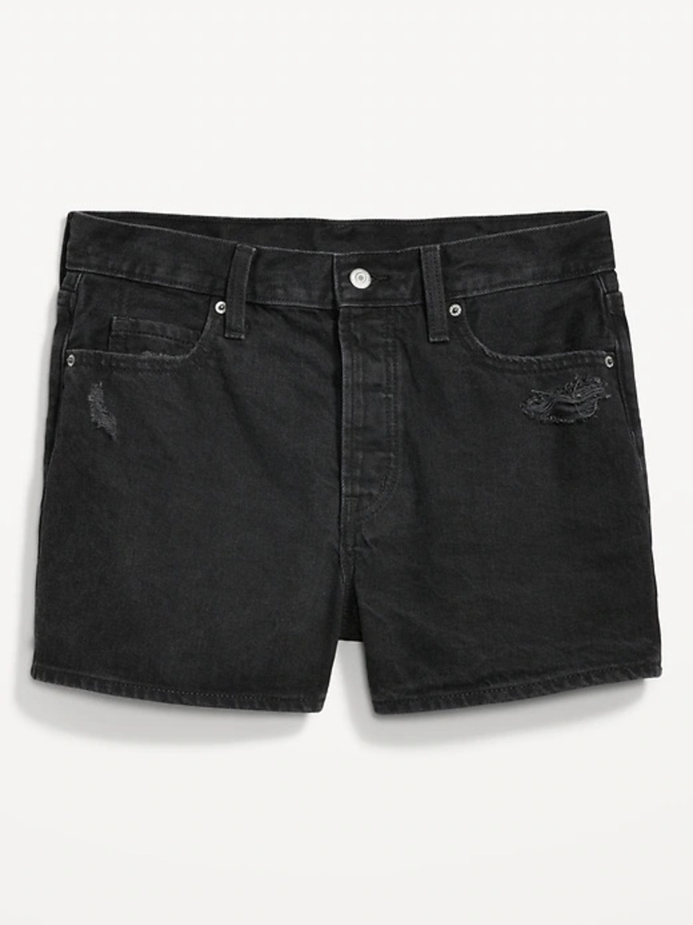 Old Navy Black Denim High-Waist Slouchy Straight Shorts